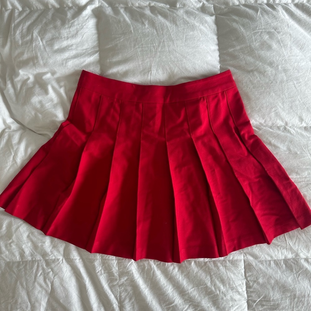 Sunday Best Olive Pleated Mini Skirt size 2 bright red - Picture 1 of 3